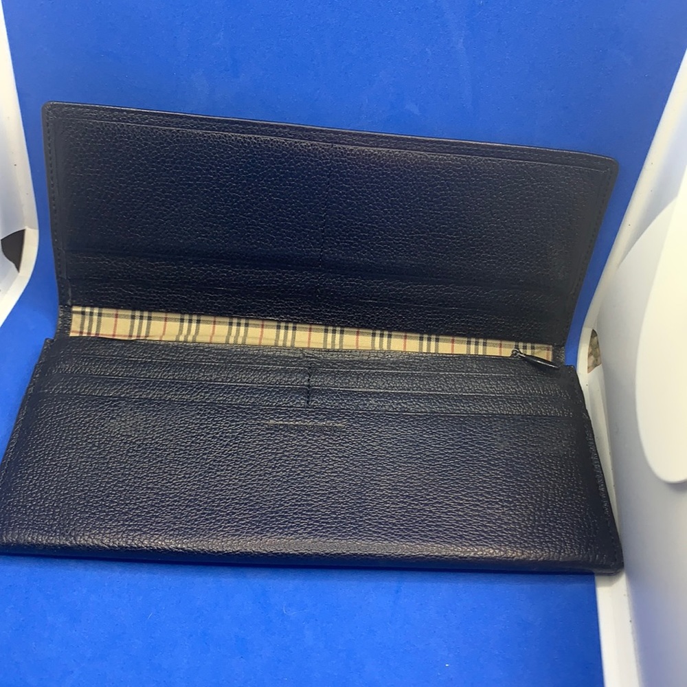 BURBERRY Nova Check Pattern‎ black Leather Continental Wallet vintage - Picture 2 of 9